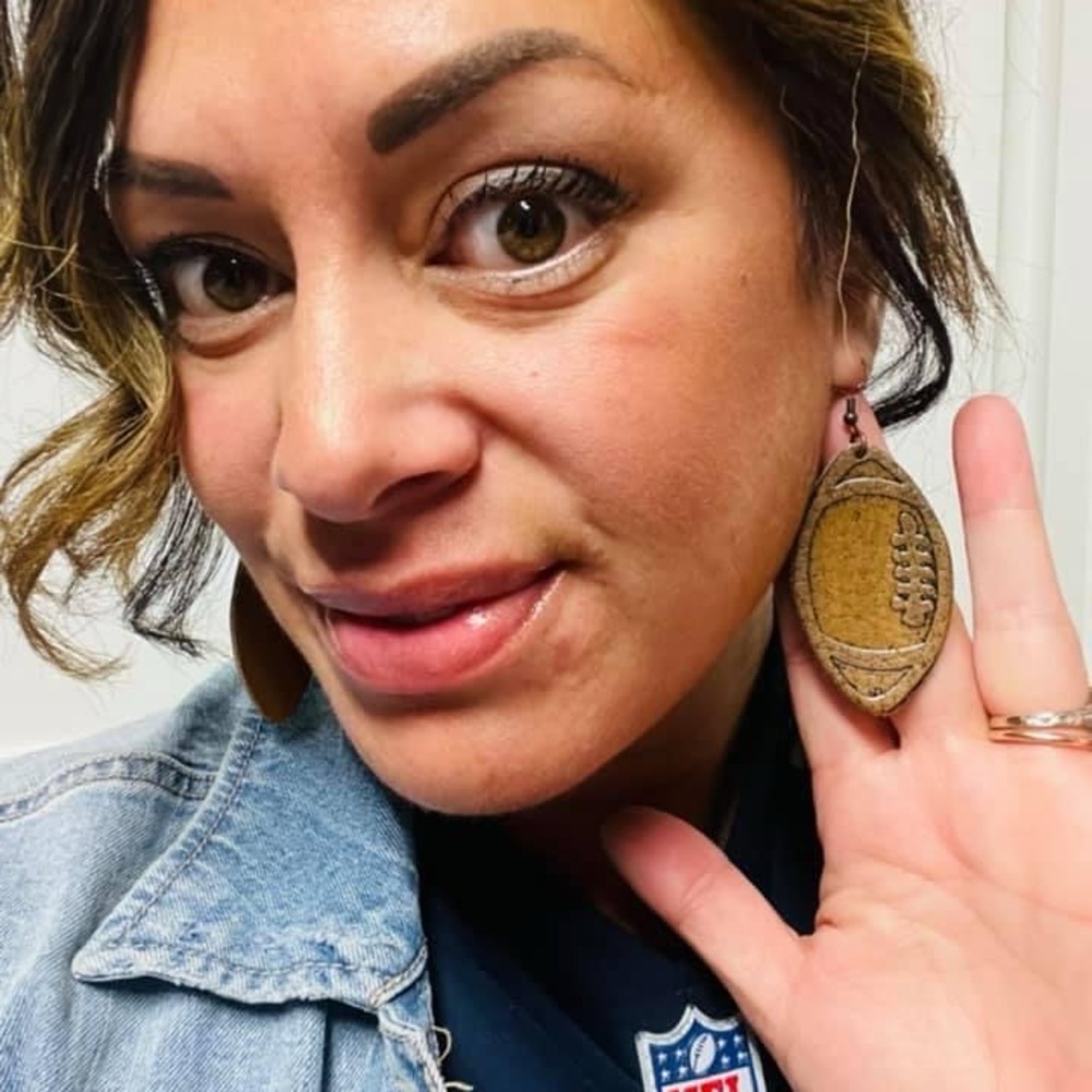New Leather Football Earrings - Picture 4 of 6